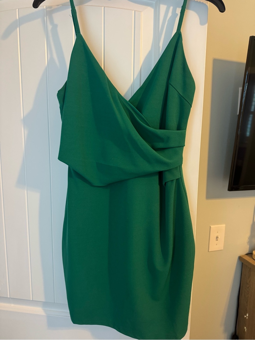 Lulu's Emerald Green Draped Mini Dress